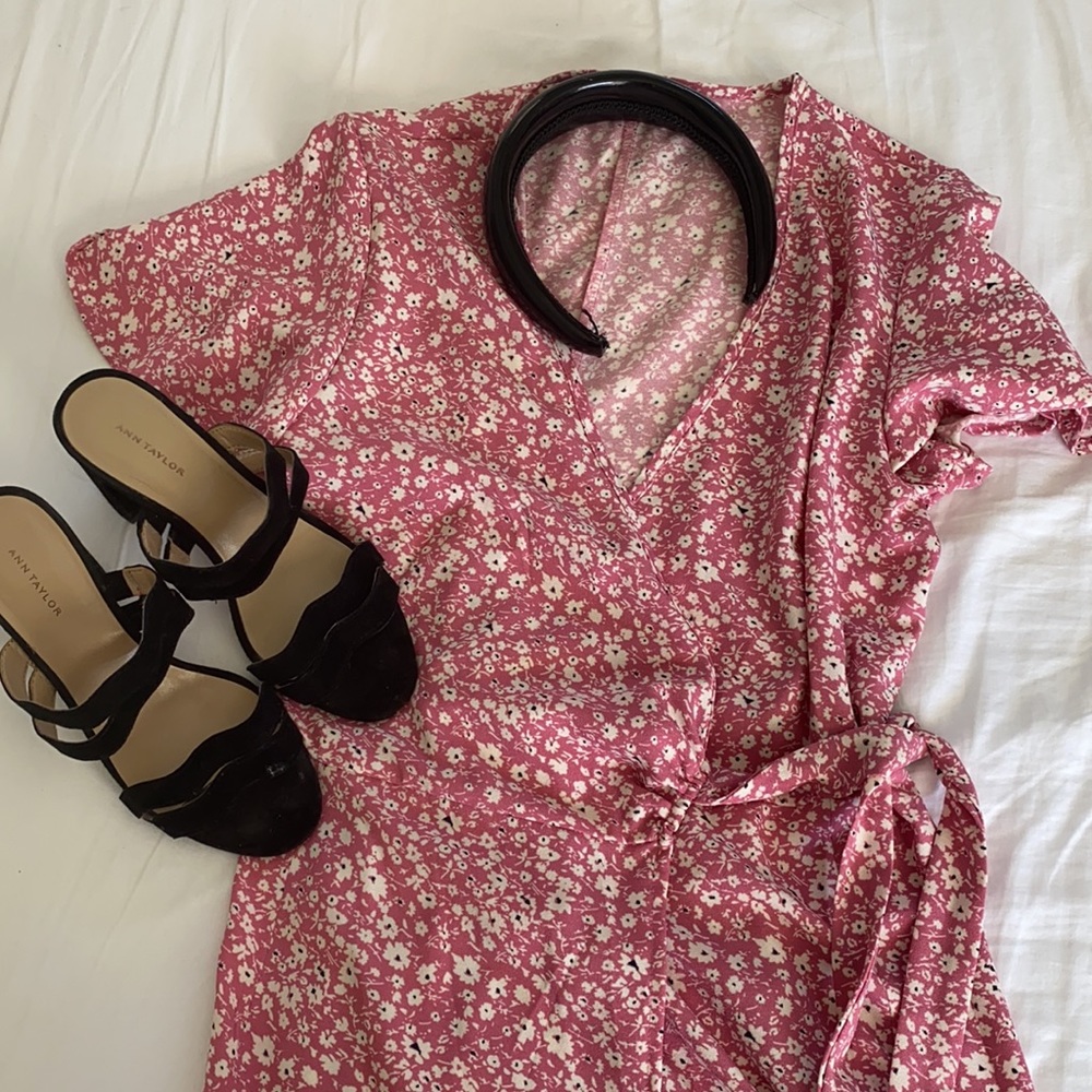 Floral wrap mini dress (never worn)